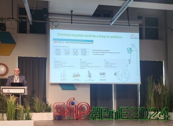 sk chemicals participated as a presenter at the plastic industry & environment congress 2024 held in douai, france from the 22nd to 23rd. david almond from sk chemicals’ european subsidiary is giving the presentation.