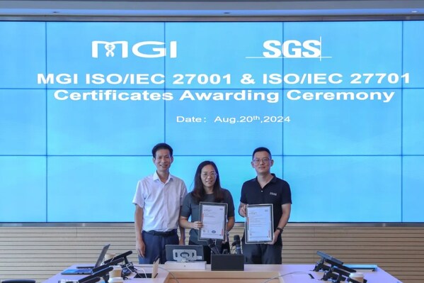 sgs为华大智造颁发iso/iec 27001和iso/iec 27701认证证书