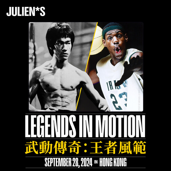 legends in motion展出40件与传奇好莱坞功夫巨星李小龙（bruce lee）相关的拍品。 此外，还有来自aaron judge、lionel messi和cristiano ronaldo等体育偶像，以及bts、michael jackson、taylor swift、lady gaga和the beatles等音乐偶像的物品。 通过juliensauctions.com在线参与，或于2024年9月28日亲临香港，就有机会在这场独一无二的拍卖中拥有这些独一无二的珍品。