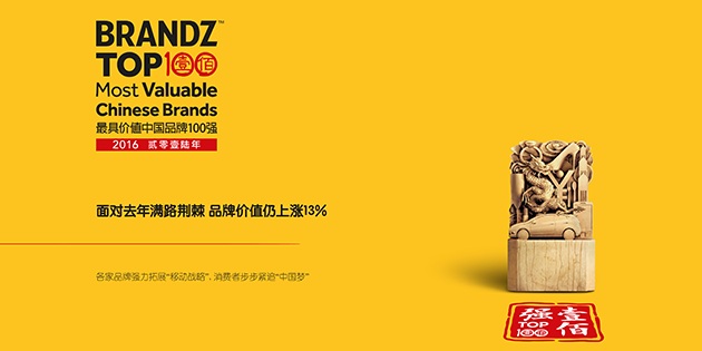 brandz™2016最具价值中国品牌100强：腾讯蝉联榜首，华为京东强势入围